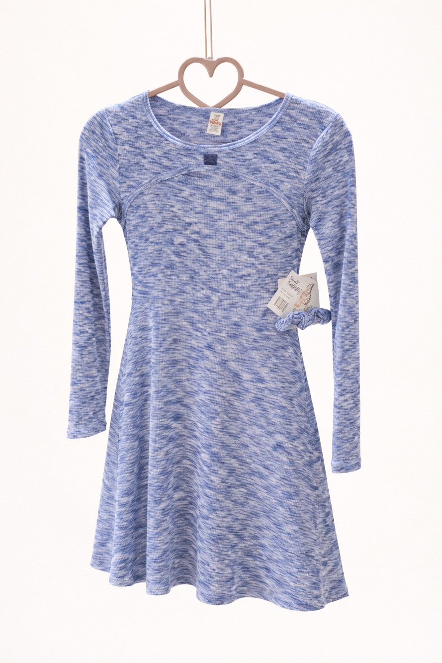 Sweet Butterfly Girls M 10/12 Blue Knit Dress Skater Soft Girl Boho Stretch